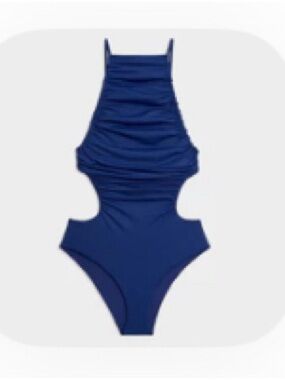 Navy Ruched Cutout One-Piece Swimsuit